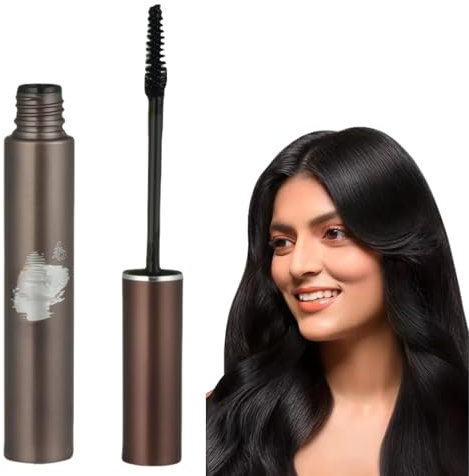 Root Touch Up Hair Mascara for Grey Hair,Root Touch Up Stick,Root Touch Up,Semi-Permanent Hair Dye Hair Root Colour Touch Up Women,Black Hair Mascara,Grey Hair Cover Up,Water-Resistant Hair Dye Brush
