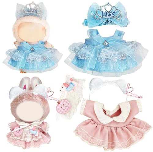 Vestiti per Bambole 2 Pezzi,Vestiti per Bambola da 17 cm,Vestiti per Bambole di Peluche,Vestito,Accessori DIY,Gonne,Semplici, Eleganti, Carini Regali per Bambini e Bambine (no doll)(Stile A)