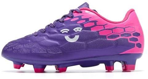 LEOCI Kids Football Shoes for Boys Girls Soccer Cleats Lightweight AG FG for Outdoor Astro Turf Ground Training Softball Shoes for Little Big Kids