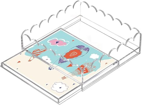 Bandeja Transparente de Acrílico - Bandeja Decorativa con Bordes Ondulados y Cajón para Objetos Pequeños | Organizador de Almacenaje Transparente Decoración para Escritorio Tocador Salón Dormitorio Ba