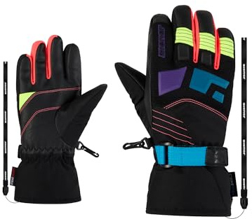 Ziener Guanti da sci per bambini LUKIAN-Z per sport invernali | impermeabili, termici, Leash, multicolore, 4,5