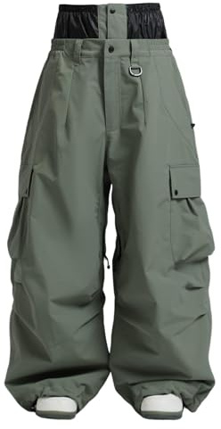 GSOU SNOW Femme Homme Pantalon Snowboard 20K Étanche Baggy Pantalon Neige | 15k Respirant,Nylon Anti-Abrasion,Double Aération Cuisses,Poches Cargo,Guêtre Neige,Jupe Pare-Neige Ski Snowboard