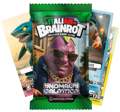 Generico Carte Brainrot bustine da 7 CARTE 1 SPECIAL ogni bustina- Skifidol Italian Brainrot ANOMALIA GALATTICA serie GAMMA- Trading Card Game - Gioco di carte collezionabile. (12 bustine)