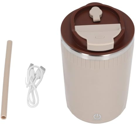 BuyWeek Tazza da Caffè con Mescolamento Tazza Autoagitante, 380 ml Ricaricabile in Acciaio Inossidabile 304 per Caffè Tè Latte (Marrone)