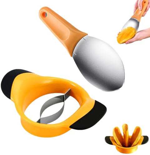 2Pcs Mango Slicer Splitter Pit Remover Bundle,Stainless Steel Mango Cutter