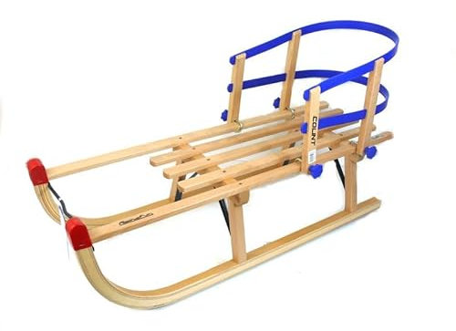 Dahlmann Home/E.B. Holz-Schlitten ALPINAFUN COLINT Davos 90 cm Rodel Sportschlitten + Lehne, Blau, Klassisch