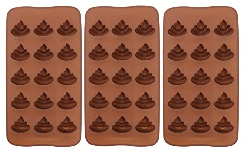 TOPBATHY Silicone Poop Mold 3Pcs Set for Baking Chocolate Candy Cake Fondant 8.3X4.3X0.6 Inch Funny Poop Shape Moulds for Kitchen Dessert Making