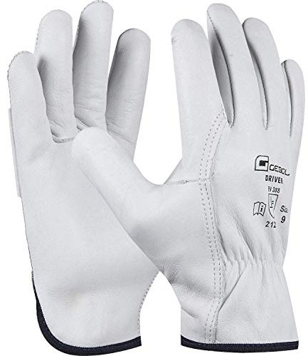Gebol DRIVER | Größe 11 (XXL) | weiß | Baustellenhandschuh/Gartenhandschuh aus Rinder-Leder | 1 Paar, 2XL