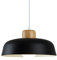 HJXDtech Moderner Minimalismus Pendelleuchte, E27 Holz Lampenfassung, 30cm Schwarz Metall Lampenschirm, Höhenverstellbar LED Hängelampe für Küche Schlafzimmer Esstisch
