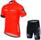Radtrikot Set Herren Fahrrad Trikot Kurzarm Radhose Mit 9D Sitzpolster, Atmungsaktiv Fahrrad Anzug Für Radfahren MTB Jogging (Orange Rot,XXL)