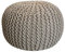 kreatives Wohnen Pouf Ø 55 cm Strickhocker Sitzpouf Bodenkissen Grobstrick-Optik extrahoch Höhe 37 cm beige