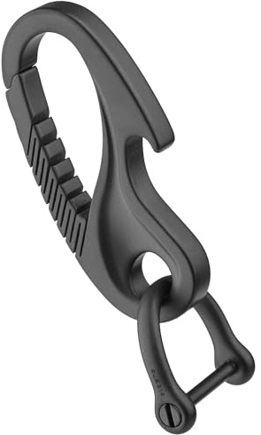 TISUR Titanium Keychain Carabiner Clip, Key Fob Holder, Quick Release D Ring Keychain Heavy Duty Bottle Opener Keychain Car Key Chain for Men (Black)