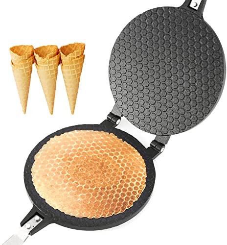 Alvinlite Waffle Cone Maker Máquina para Hacer Cono de Helado Molde de Rollo de Huevo para casa Comercial Hecho en casa DIY Cono de Helado Bandeja para Hornear Máquina
