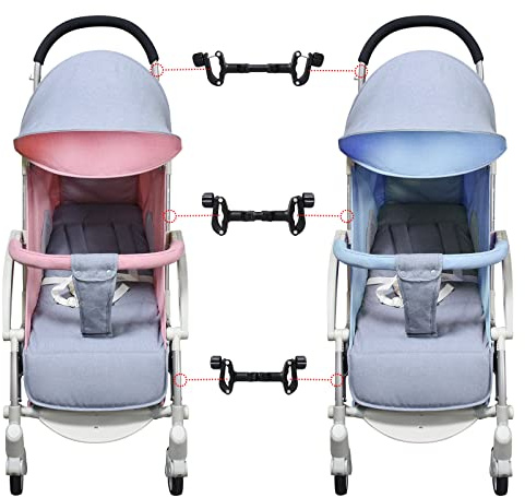 3 conectores dobles para cochecito de bebé, conectores desmontables, ajustables y ligeros, adaptadores para cochecito, ganchos dobles universales de liberación rápida para gemelos