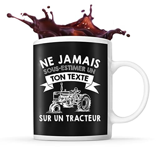 Mug tracteur Prénom métier âge Personnalisable | Tasse drôle pour Agriculteur | idée cadeau anniversaire Noël fête des Pères