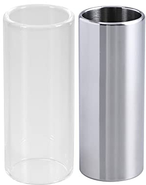 CCeCCe 2 Pack Guitar Slide Bar Stainless Steel and Glass 6CM Finger Slider Tune Stick Metal Slides for Electric Acoustic Guitar Bass Medium String Instruments Accessories