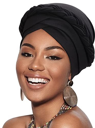African Women Turban Caps Pre-Tied Twisted Turbans Head Scarf for Women Hair Wraps Cover Beanie Cancer Chemo Headwear
