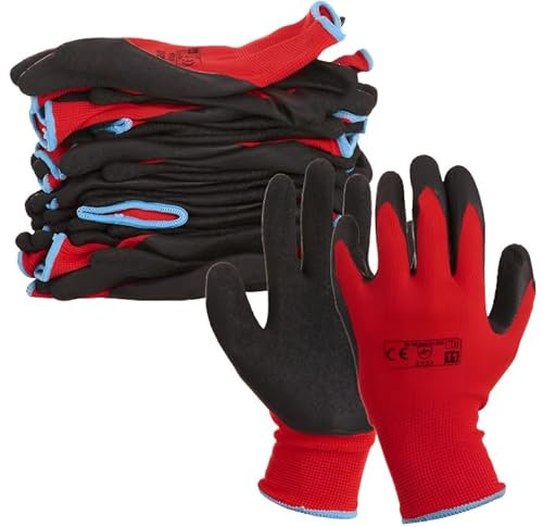 KNM TRADE Gants de travail - Gants de montage solides avec revêtement en latex, Taille 10-12 paires
