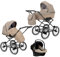 KUNERT Kinderwagen ROMANTIC retro Sportwagen Babywagen Autositz Babyschale Komplettset Kinder Wagen Set 2 in 1 und 3 in 1 (cappucino eco- schwarz rahmen, 3in1 Cosmo)