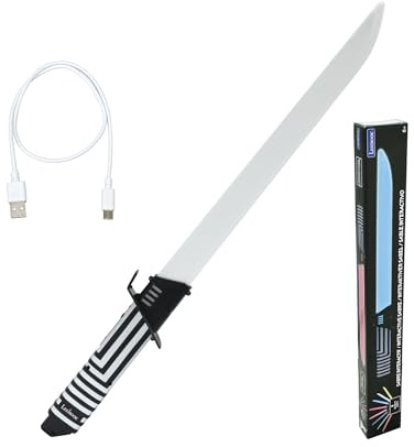 LEXIBOOK, Interactive sabre that reacts to movement, 4 light modes, Lights up in 8 colours, Battle sound effects, Rechargeable battery, RP20