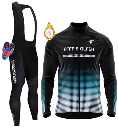Radtrikot Set,Winter Fahrradbekleidung Herren Fahrrad Jacke + Hose Set Winter Thermo Fahrradbekleidung + 9D Gel für Radfahren MTB Outdoor (PT15,6XL)