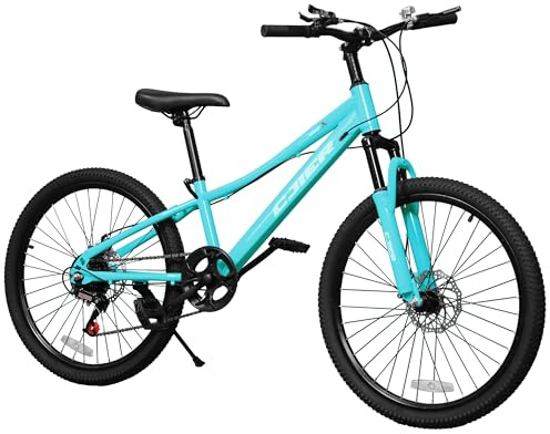 20/24 Inch Kids Mountain Bike, Bikes for Kids 6-12, 7 Speeds Drivetrain Bike, Girls Boys Bike with Suspension Fork, Dual-Disc Brake, Anti-Slip Butyl Tires, Multi Color (Mint Green, 24 Inch)