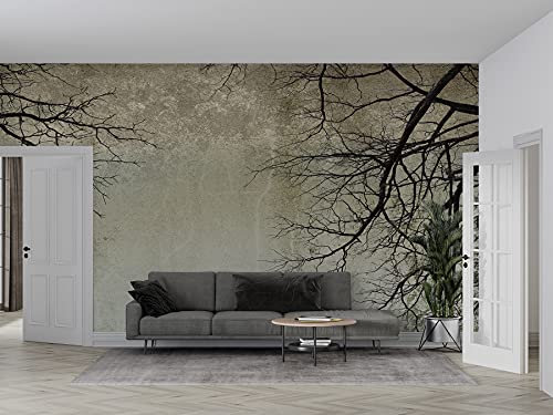 Sidenfototapet Grenar på himlen 356 × 250 cm svart och vit naturtapet för vardagsrum kök sovrum studio 8 m längd