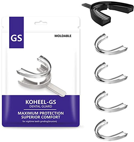 KOHEEL Gouttière Dentaire avec plateau de formage, Gouttière pour le grincement des dents, Gouttière contre le bruxisme, moulable et facile à utiliser, 5 pièces (Grandes tailles Noir)