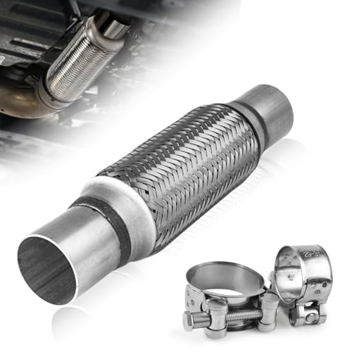 Flexible d'Échappement en Acier Inoxydable 45x200x300 mm, avec 2 Colliers - Réduit Bruit et Vibrations, Universel pour Voiture, Camion, Réparation
