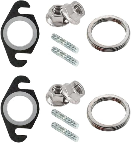 Auspuffdichtung und Auspuff Stehbolzen M6 Set Kompatibel mit Yamaha Aerox Bw's, MBK Booster, Nitro, Aerox, Mach-G, Jog-R, Ovetto, Malaguti F10, F12, F15, Aprilia SR, 50cc 2T Roller, 2 Set