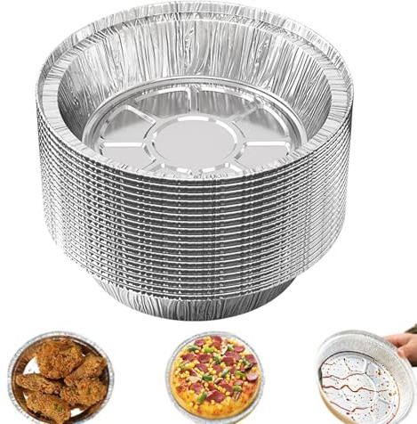 Inserto per il cestello della friggitrice ad aria calda – 50 pezzi ciotole in alluminio – Inserti rotondi resistenti all'olio per cesti a vapore – per accessori da forno a microonde e ristorante