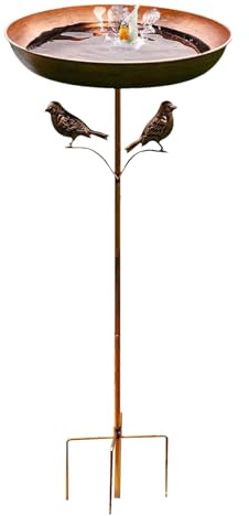 Baño De Aves Al Aire Libre – para Baño De Pájaros De Pie Vintage, Construcción De Metal, Diseño De Percha De Cuenco Alto, Soporte De Acento De Jardín Resistente A La Intemperidad, Oro