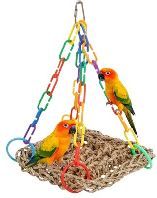 LIUKUANGDA Accessoires pour cage à oiseaux, balançoire, nid d'oiseau, hamac suspendu, plateau de jeu, nid d'oiseau, nid d'oiseau, nid d'oiseau, lit superposé pour oiseau, tapis en jonc de mer