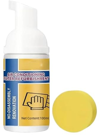 Schiuma Pulente per Condizionatore D'Aria,100ml Spray Detergente per Ventilatore Senza Risciacquo | Pulitore per Condensatore AC con Spugna - per Sporco Polvere Grasso Manutenzione Ventilatore Elettri