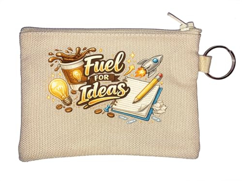 Inspirerande bränsle för kreativitet nyckelring myntbörs beige