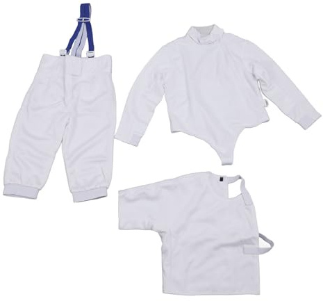 Neiyty Fäktning Uniform Dräkt Sticksäker Issilke för Barn Höger Hand med Justerbar Passform Klädsats 3 Delar (44)