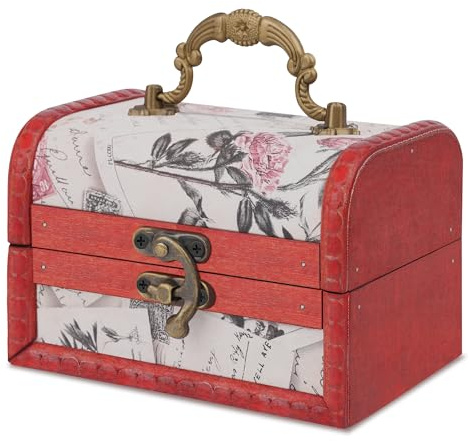 Coolrunner Handmade Retro European wooden box Vintage Wooden Treasure Case Decorative Trinket Jewelry Storage Box Old Memory (1) (Style 1)