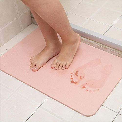 LUZHIWEI - Tappeto da Bagno, in Pietra di diatomite, Antiscivolo, Super Assorbente, Antibatterico in Terra diatomata, ad Asciugatura Rapida, per Pavimento Doccia, Rosa, 60 * 39 * 0.9cm