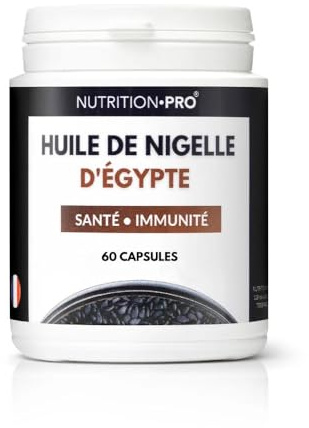 Huile de nigelle d'Égypte - 60 capsules | Certifiée pure et naturelle | Pressée à froid | Santé/immunité | Fabriquée en France | Nutrition pro