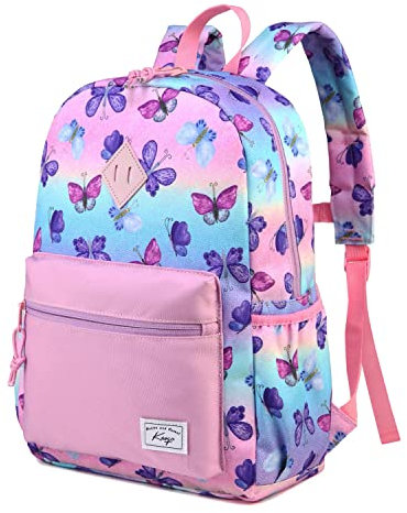 Kasgo Kids Backpack, Cute Lightweight Water Resistant Preschool Toddler Backpack for Boys and Girls Children School Bag Bookbag for Kindergarten with Chest Strap, Butterfly