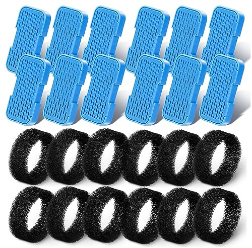 AONBOY Filtros de Fuente para Gatos, 12 Piezas de Filtros + 12 Piezas Esponjas de Bebedero Gatos, Filtrado Múltiple, Aísla los Pelos Flotantes y Elimina los Olores, Adecuados para S3-SC