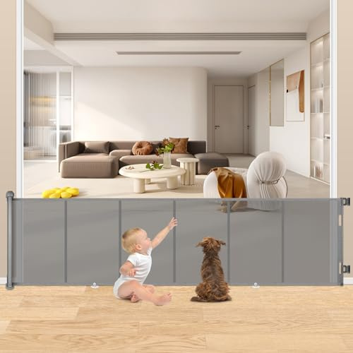 Puerta Seguridad Bebé Extensibles, 0-254 cm Barrera Seguridad Niños y Perros, Vallas de Seguridad para Niños Escaleras y Pasillos, Interiores y Exteriores (Gris)