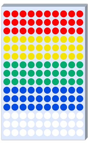 2100 Stück - 10mm Klebepunkte Bunt, Bunte Punkte Aufkleber Runde Markierungspunkte Sticker - 5 Farben