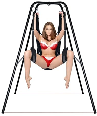 PLKO Sex Swing Stand with Sex Sling，Adjustable Angle Sex Swing ，Easy to Assemble，Sex Furniture for Bedroom（Black