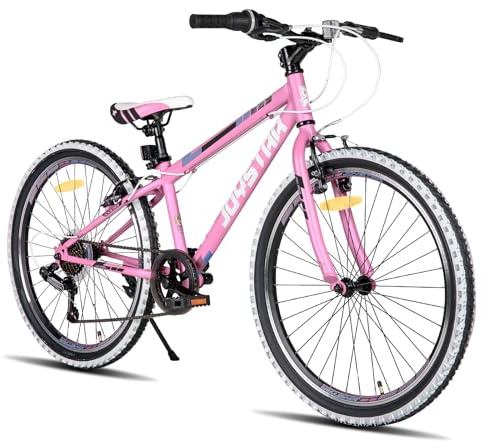 JOYSTAR Lubbock Bicicletta da 24 pollici, per bambini e bambine dai 9 ai 13 anni, Hardtail Mountain Bike per bambini a 7 marce, rosa