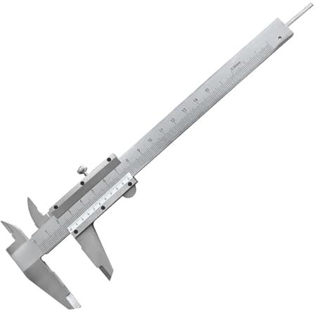 Calibre Vernier,Calibre Analogico,Pie de Rey 0-150mm,Herramienta de trabajo de precisión,para Mediciones Externas,Internas, de Profundidad y de Paso,Plateado,Precisión 0.02mm /0.001''