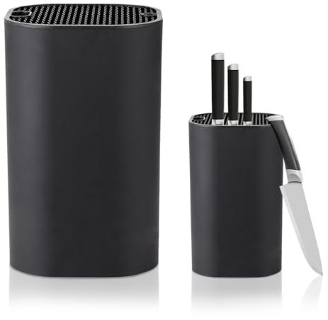 YapitHome Messerblock Schwarz mit Flexiblen Lamellen Messerblock Ohne Messer Messerständer für Messer(22x14x14cm)