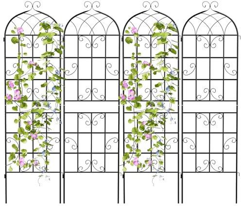 The Fellie Garden Trellis For Climbing Plants, Metal Plant Supports Perfect For Outdoor Climbing Plants, Flowers, Vegetables & Vines, Trellis Fence Panels For Patio Lawn Wall Decor, 4 PCS, 50 * 180CM