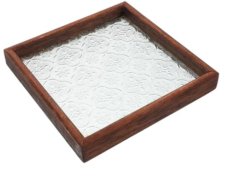GALPADA Bandeja De Madera Cuadrada Para Alimentos y Joyería Bandeja Rústica Para Decoración Del Para y Organizar Multifuncional Madera