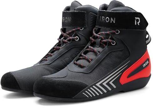 RIDEIRON Bottes Moto Hommes Chaussueres Motard Normes CE | Renforcées, Support de Cheville, Semelle Antidérapante